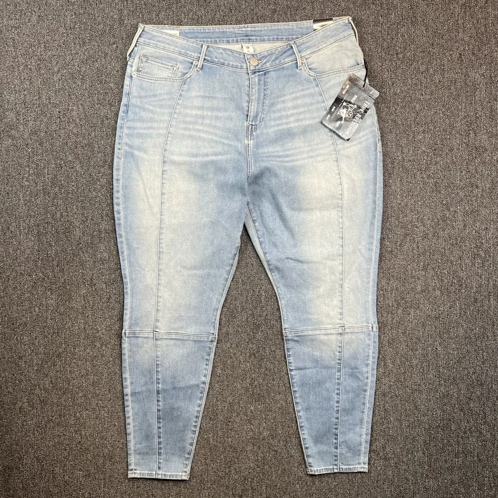 True Religion Halle Super Skinny Jeans W42 Light Wash Moto Paneled Streetwear
